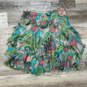 Kimchi Blue Paisley Chiffon Ruffle Mini Skirt Size M Y2K Coquette